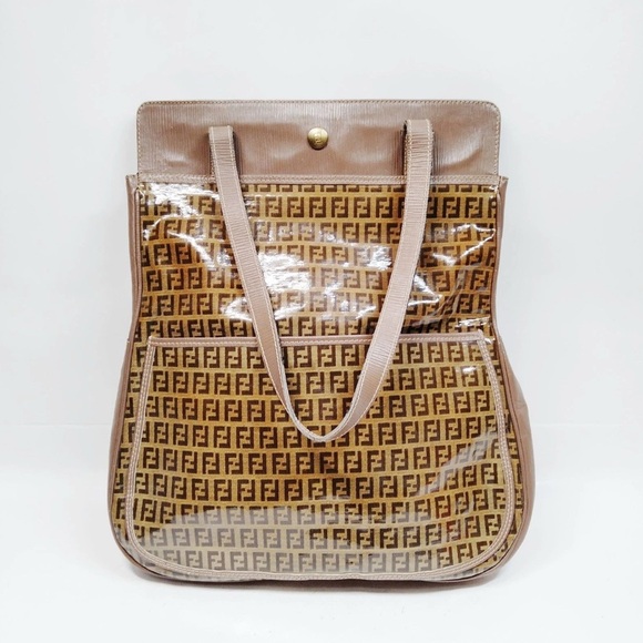 Vintage Fendi Hand Bag  Brown Coated Canvas - Picture 1 of 9
